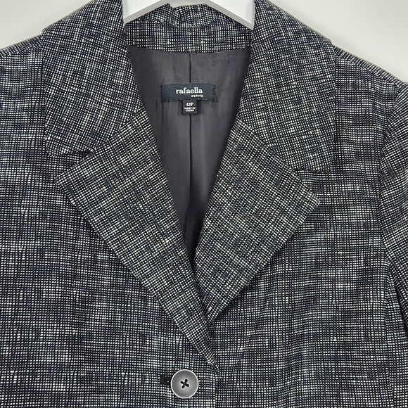 Rafaella Women's Size 12P Black & White Career Business Back Pleat Jacket - Picture 4 of 9
